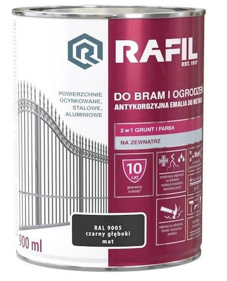 Emalia do bram i ogrodzeń Rafil czarny mat 3L