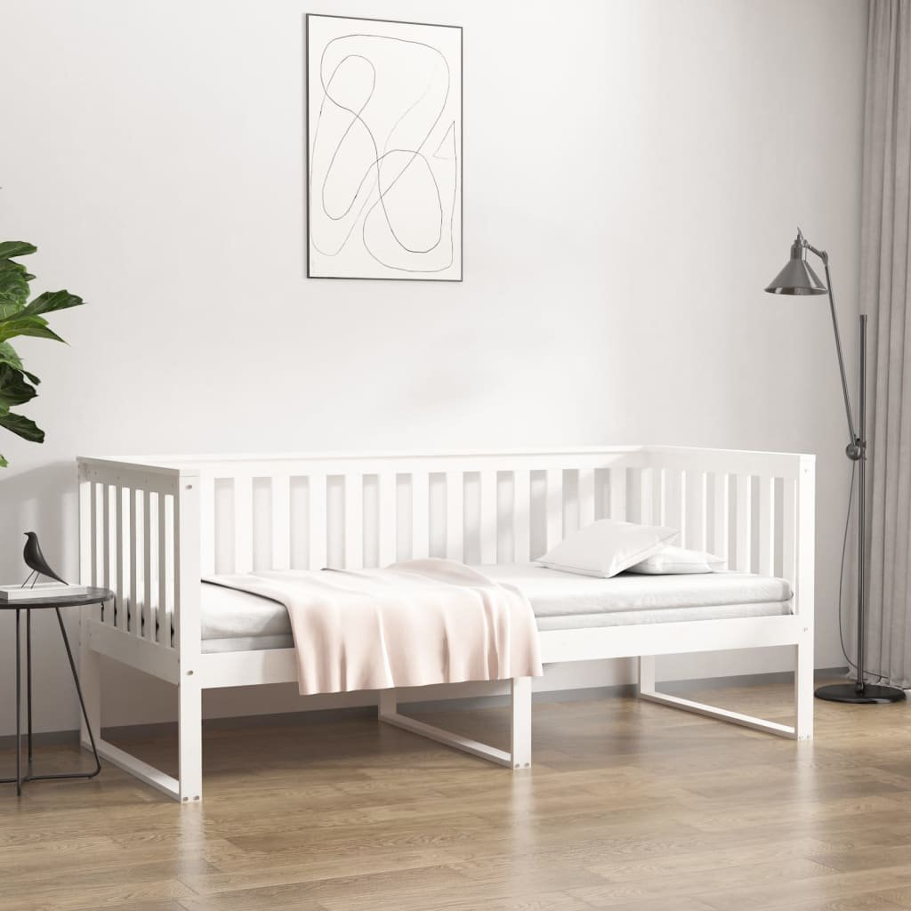 Lumarko Łóżko dzienne, białe, 90x200 cm, lite drewno sosnowe