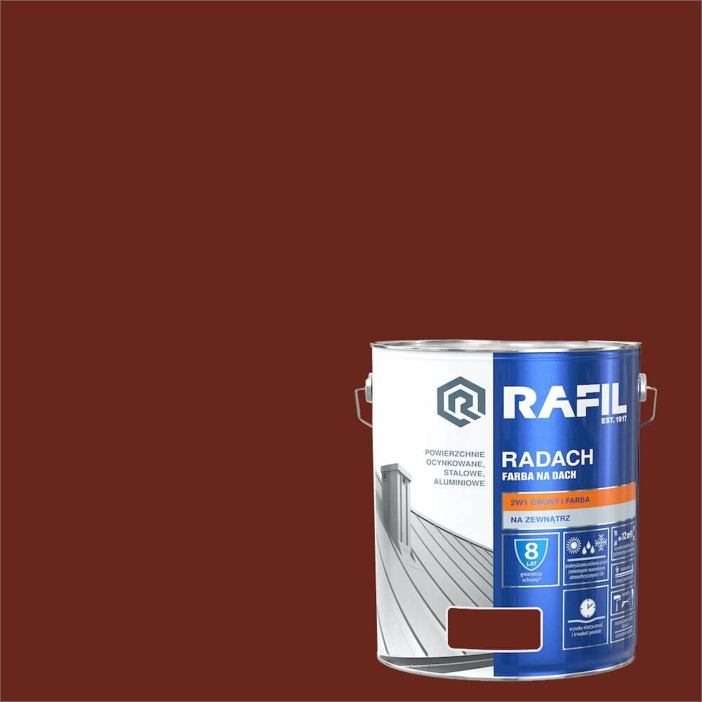 Farba na dach Rafil Radach czerwony tlenkowy RAL3009 10l