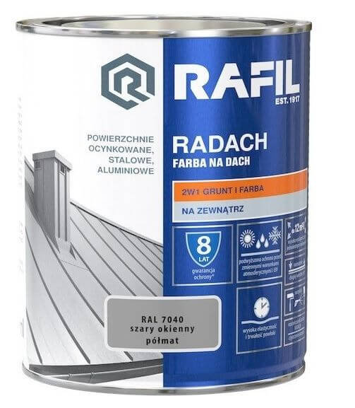 Farba na dach Rafil Radach szary okienny RAL7040 0,75l