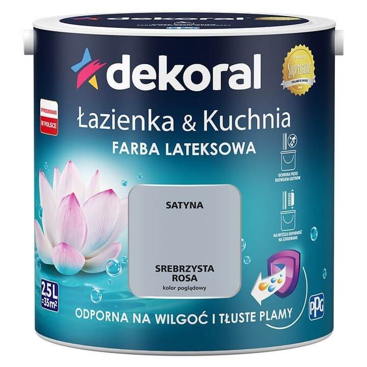 Dekoral Farba satynowa $299azienka i Kuchnia srebrzysta rosa 2 5 l 390804