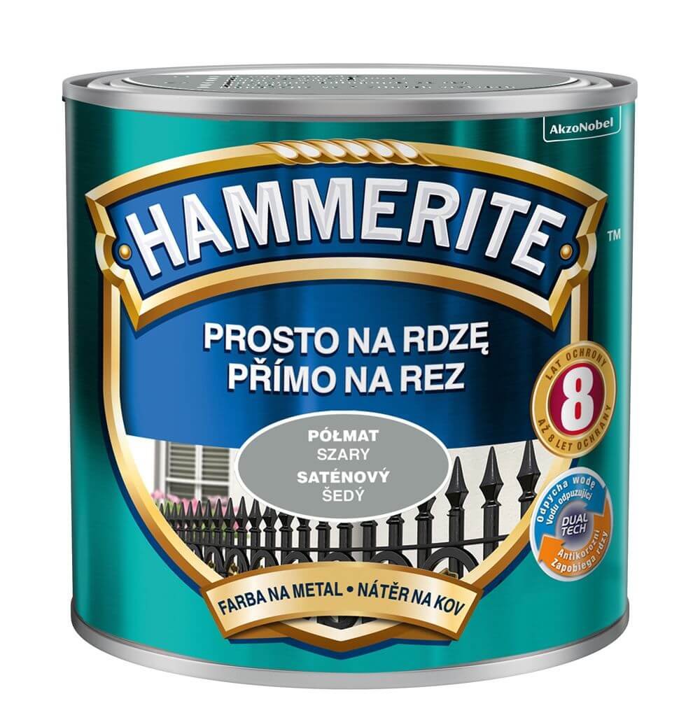 Фото - Фарба / емаль Hammerite Farba  Prosto Na Rdzę – szary półmat 250ml 