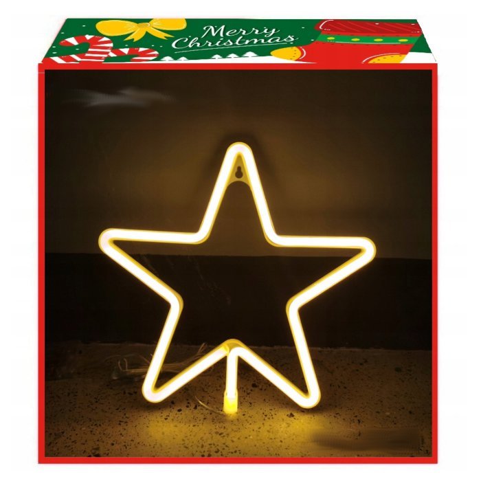 Duża Gwiazda Świetlna Led Neon Ciepła Barwa