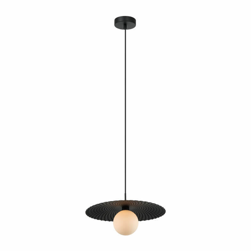 Salonowa lampa wisząca Malor szklana kula ball czarna biała