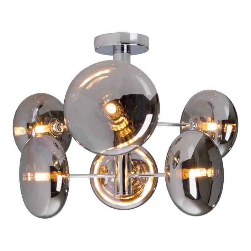 Pokojowa lampa sufitowa Orion szklane kule chrom przydymione