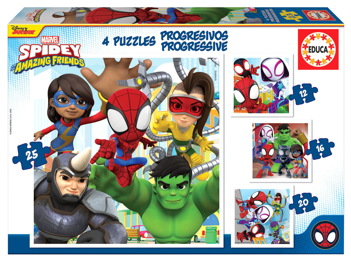 Puzzle 12+16+20+25 el. Spidey i Super-Kumple Educa