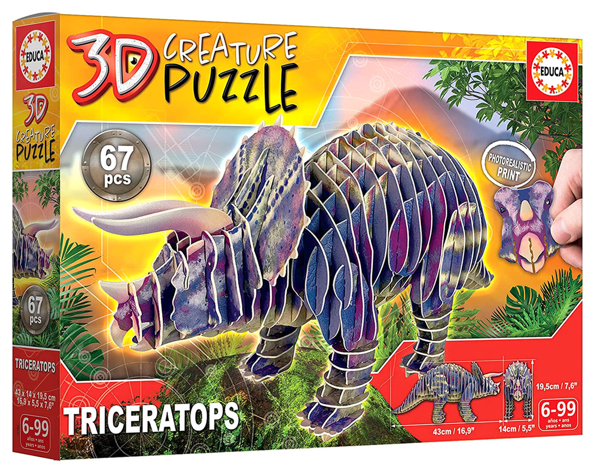 Puzzle 3D Dinozaury - Triceratops 67 el. G3 - Educa