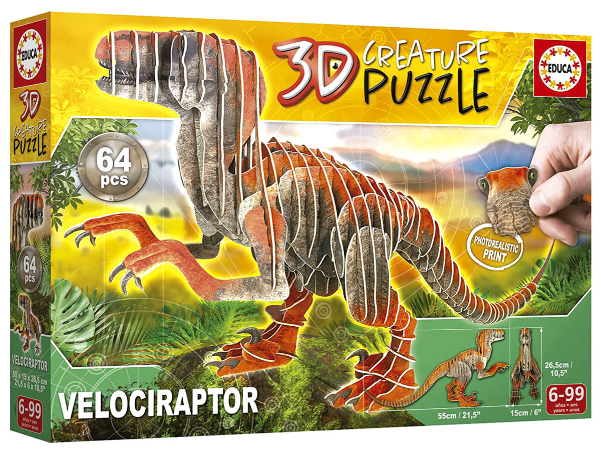 Puzzle 3D Dinozaury - Welociraptor 64 el. G3 - Educa