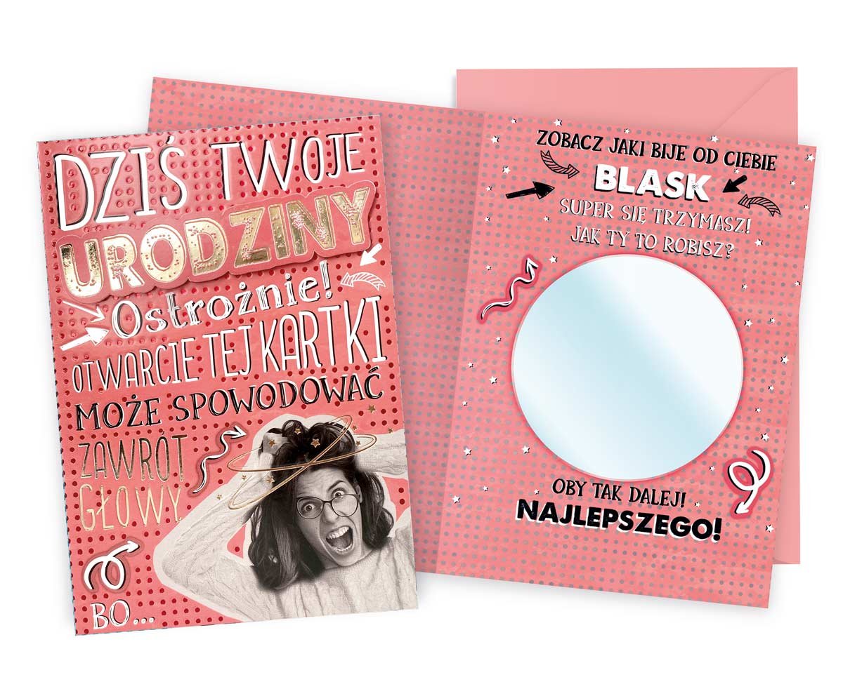 Karnet B6 Urodziny damskie lusterko - Kukartka