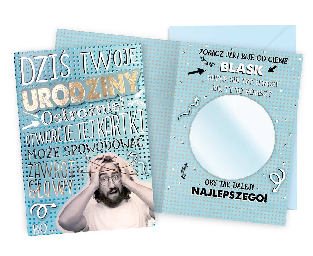 Karnet B6 Urodziny męskie lusterko - Kukartka