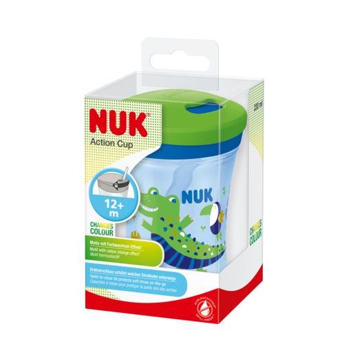 NUK Action Cup Kubek niekapek z silikonową słomką 12m+ niebieski, 230ml >> WYSYŁKA W 24H 