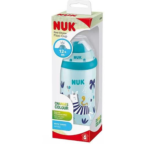 Фото - Пляшечки (поїлки) NUK Kubek NIEKAPEK 300ml od 12m-cy FLEXI CUP niebieski ze słomką KAMELEON 