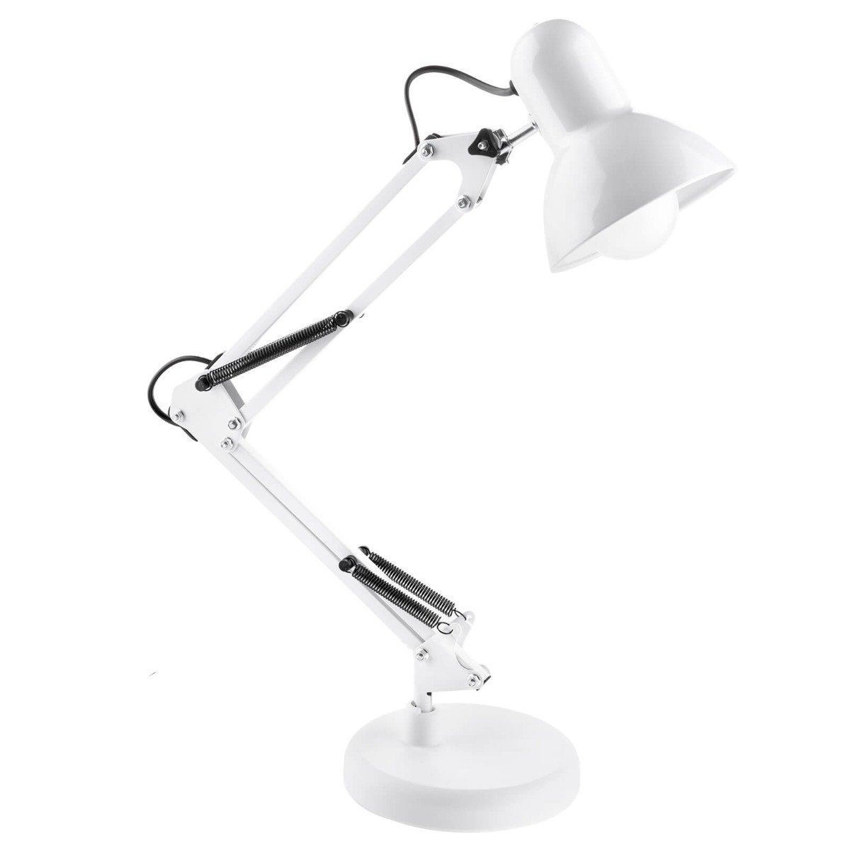 Lampka Biurkowa Kreślarska Stołowa E27 Tobi Biała Lumiled + Uchwyt Na Blat