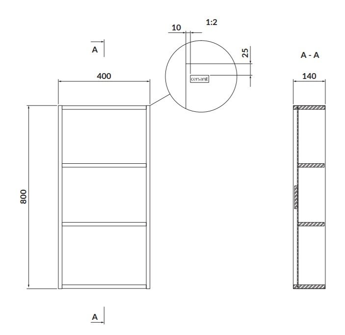 Cersanit Larga szafka modułowa górna otwarta 40 biała S932-084
