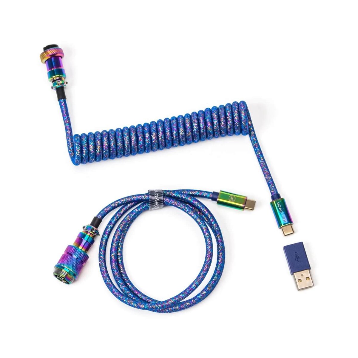 Keychron Kabel Aviator Usb - Usb Typ C Do Klawiatury Mechanicznej Rainbow Plated Blue, Prosty