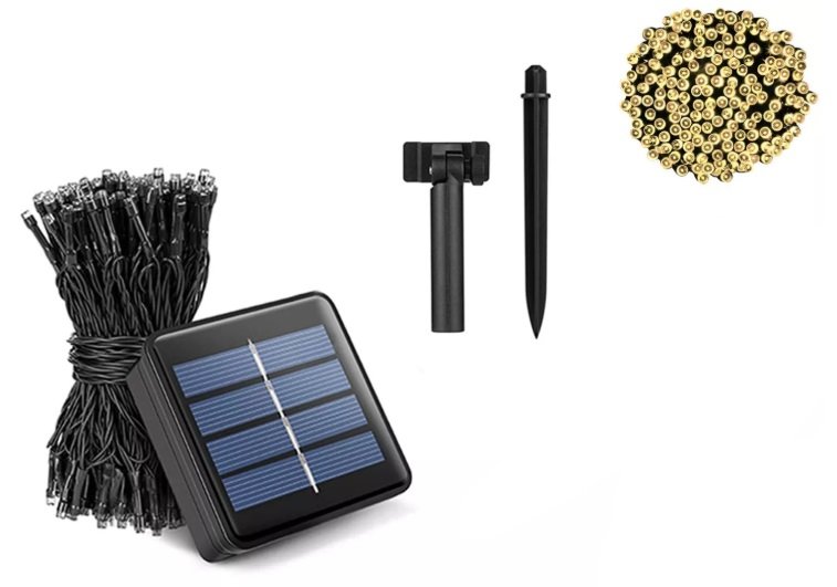 Lampki Solarne Łańcuch Świetlny Girlanda Zewnętrzna 20M 200Led Ciepły Biały