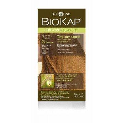 Bios Line S.P.A. BIOKAP NUTRICOLOR DELICATO+ farba do włosów w kolorze 7.33 pozłacany blond 140 ml 7067751