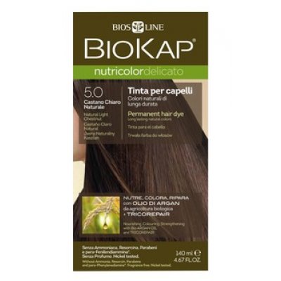 Biokap NUTRICOLOR DELICATO farba do włosów w kolorze 5.0 jasny naturalny kasztan 140 ml