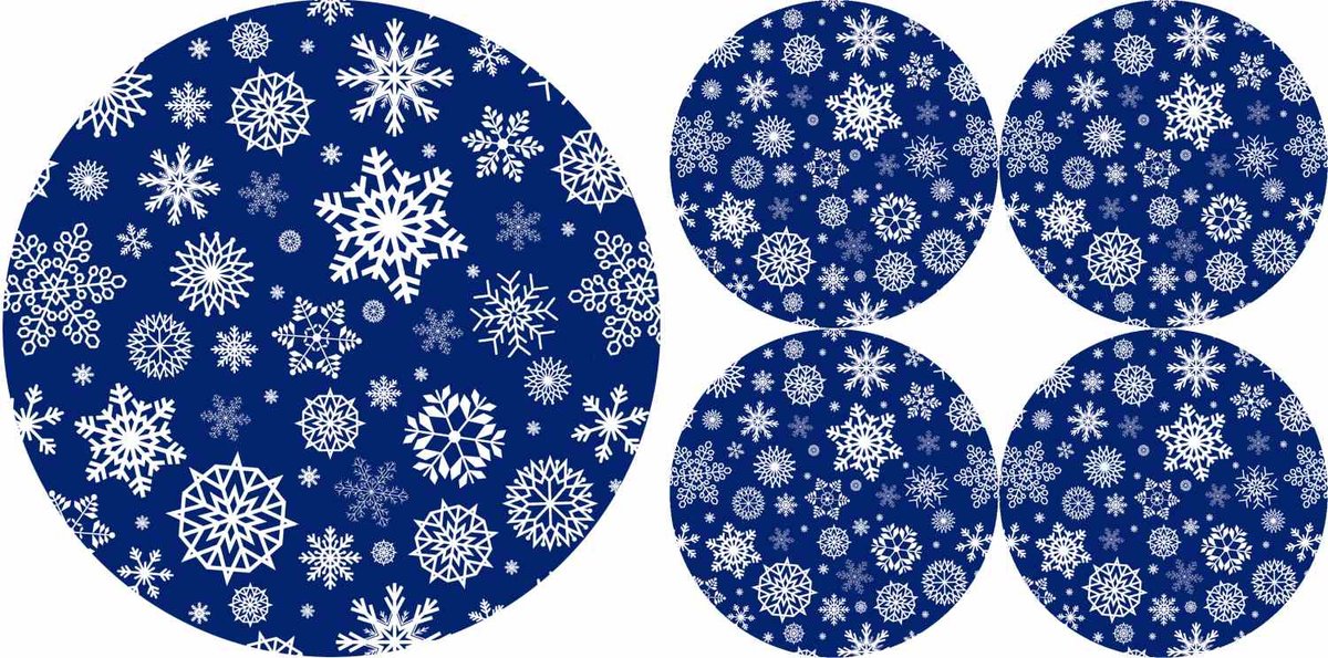 Zestaw Podkładek Na Stół Okrągłych 1+4 - Snow