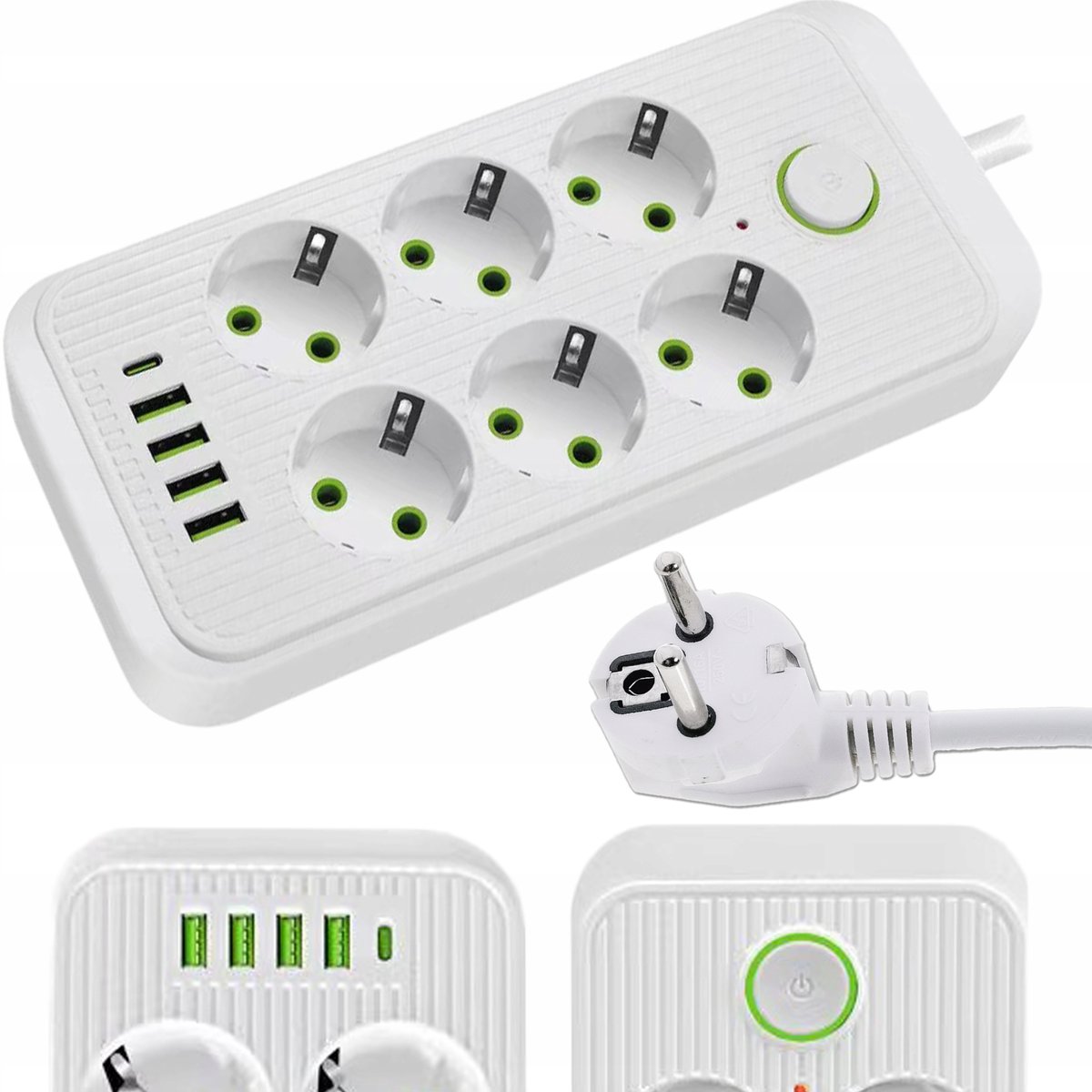 Przedłużacz Appio Listwa 2M 6 Gniazda + 4X Usb