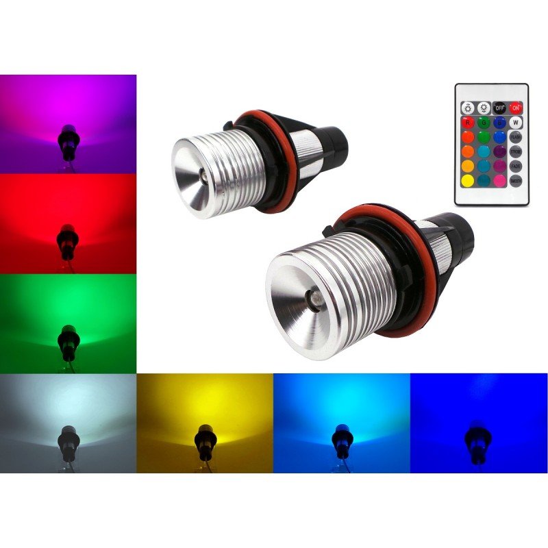 Żarówka Led Rgb Do Ringów Bmw Zestaw 2Szt Kolory + Pilot