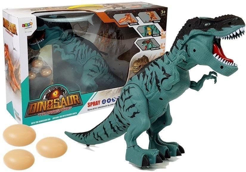 Import LEANToys Dinozaur na Baterie Tyranozaur Znosi Jaja Niebieski z Parą