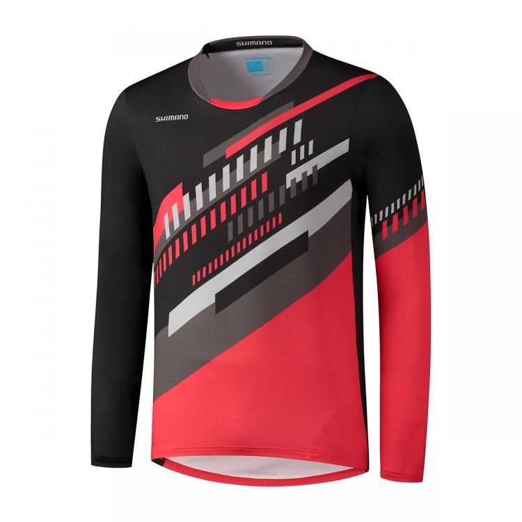 Męska Bluza Rowerowa Shimano Myoko L.S Jersey | Black/Red - Rozmiar Xl