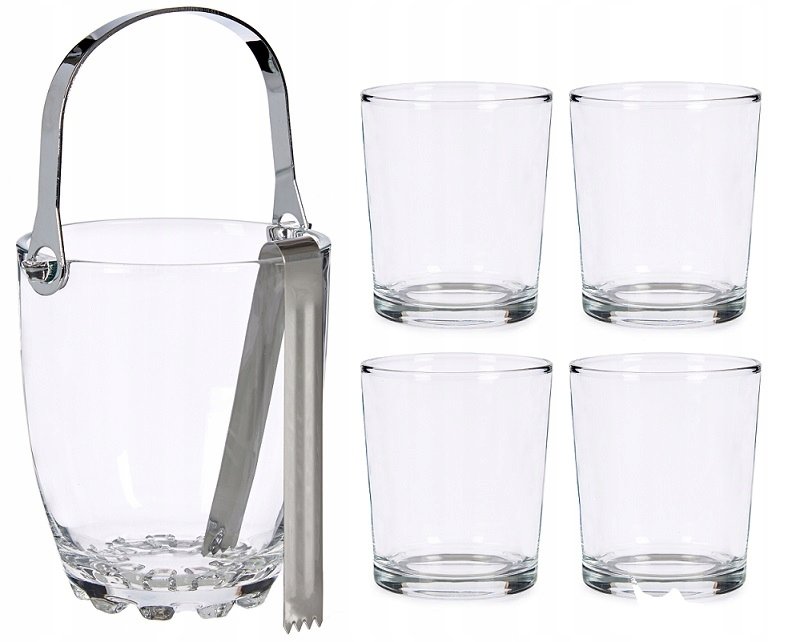 Wiaderko Do Lodu 4 Szklanki Zestaw Whisky Drink Ar