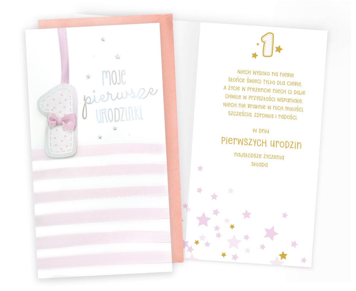 Karnet Urodziny Roczek różowy - Kukartka