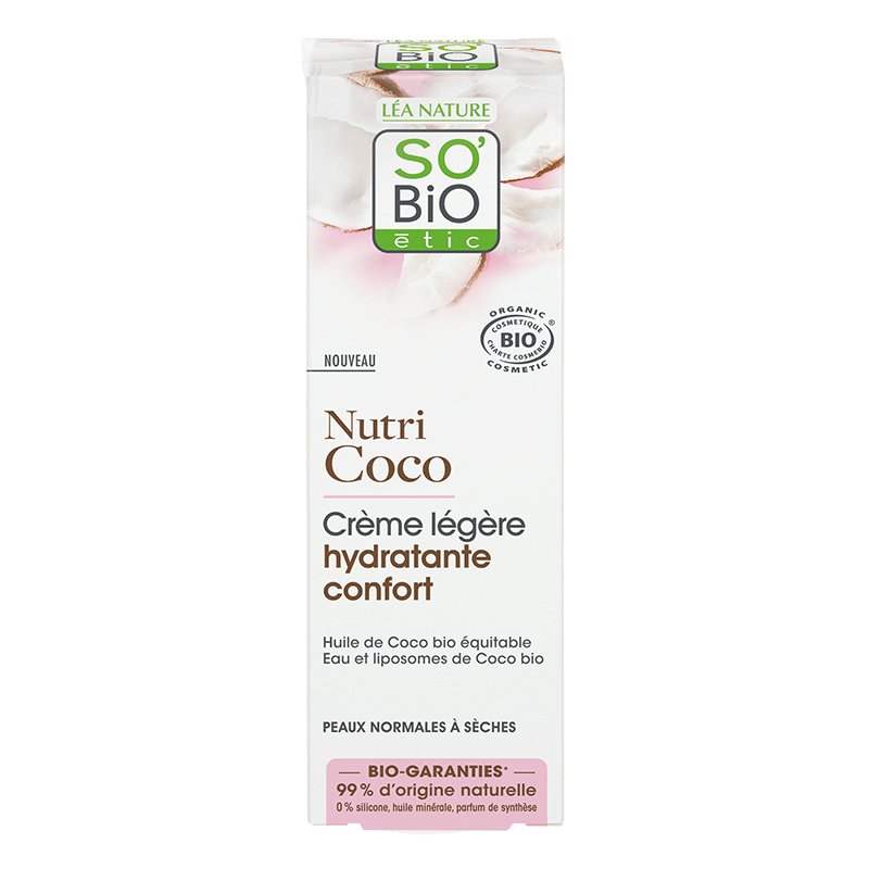 SO'BiO etic Lekki kojący krem do twarzy do skóry suchej i normalnej Nutri Coco 50 ml