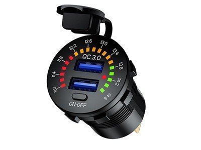 Gniazdo Usb Ładowarka Do Zabudowy Woltomierz Qc3.0