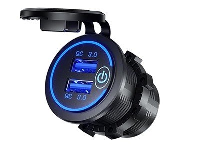 Ładowarka Do Zabudowy 2X Usb Qc3.0 Z Włącznikiem Dotykowym I Podświetleniem