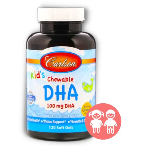Carlson Labs - Kid's DHA, 100mg, Pomarańcza, 120 kapsułek miękkich