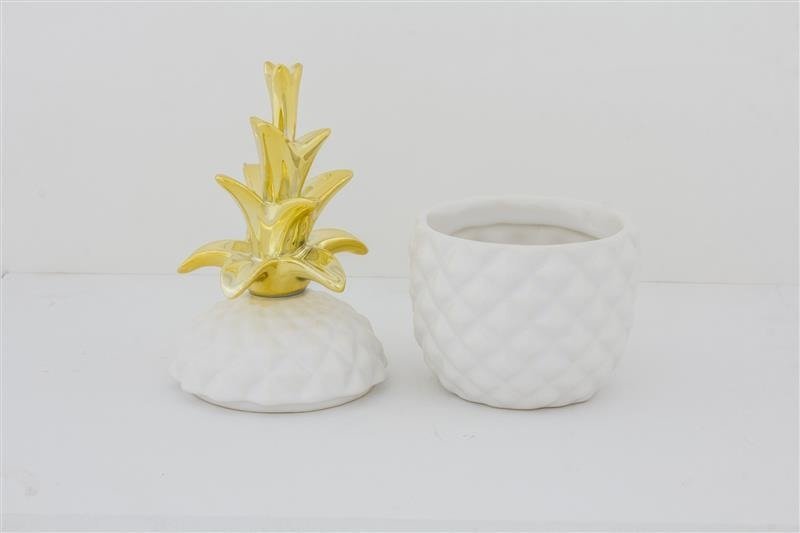 Pojemnik Ananas Ceramika Kolor Biały Wys.19Cm