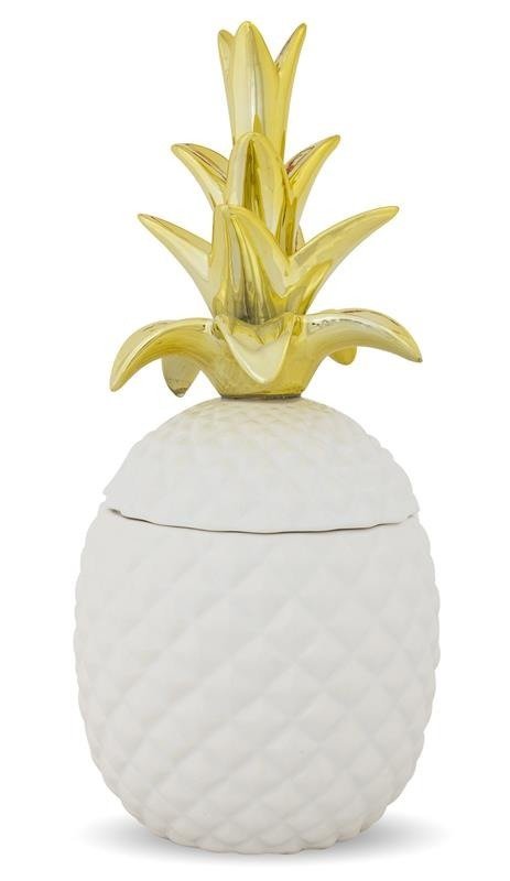MAX-LAND FIGURKA POJEMNIK ANANAS BIAŁY ZŁOTY 32,5x15 119802