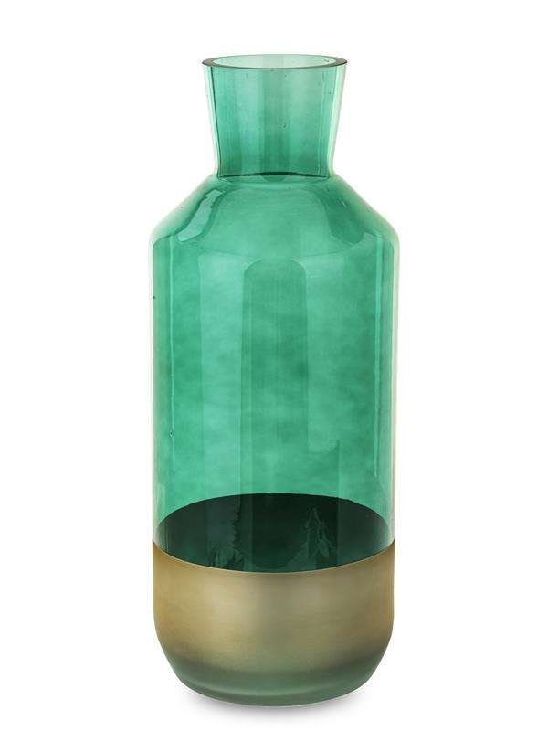 Niebieski Wazon Z Złotym Pierścieniem 36X14X14 Cm