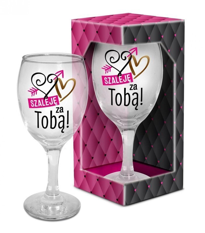BGTech Kieliszek do wina na Walentynki 220 ml Szaleję uniwersalny 92232-uniw