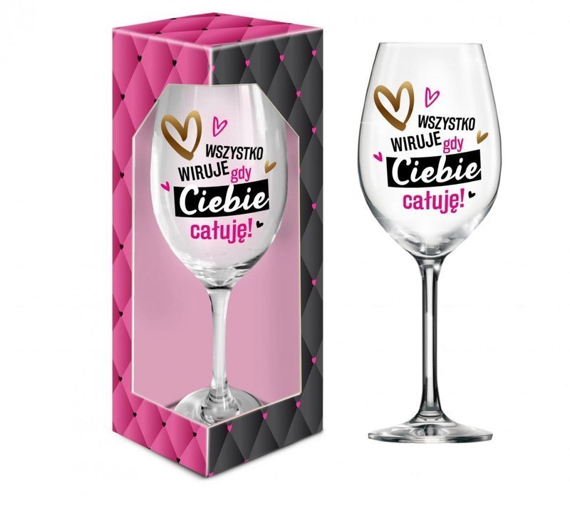 BGTech Kieliszek do wina Walentynki 640 ml Ciebie Całuję uniwersalny 92237-uniw