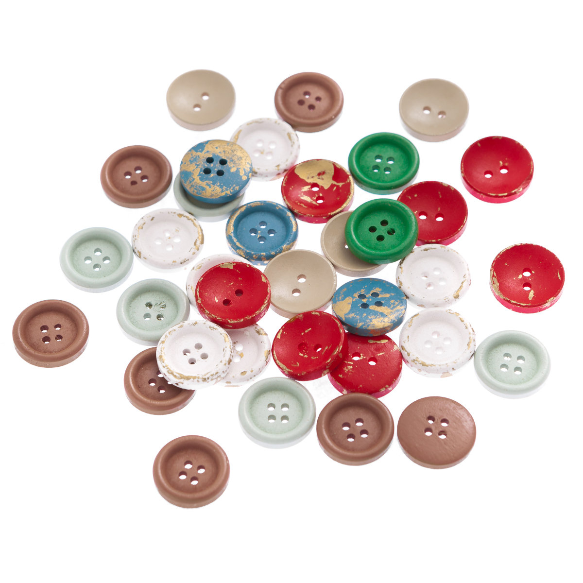 Drewniane Guziki 2 Cm, 35 Szt., Multikolor Dpcraft