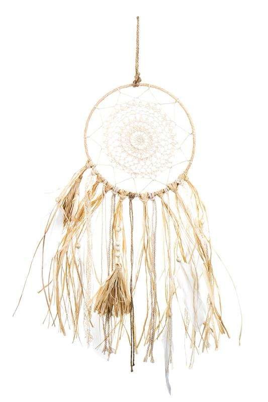 Makrama Ścienna Biała Łapacz Snów Boho H: 62 Cm