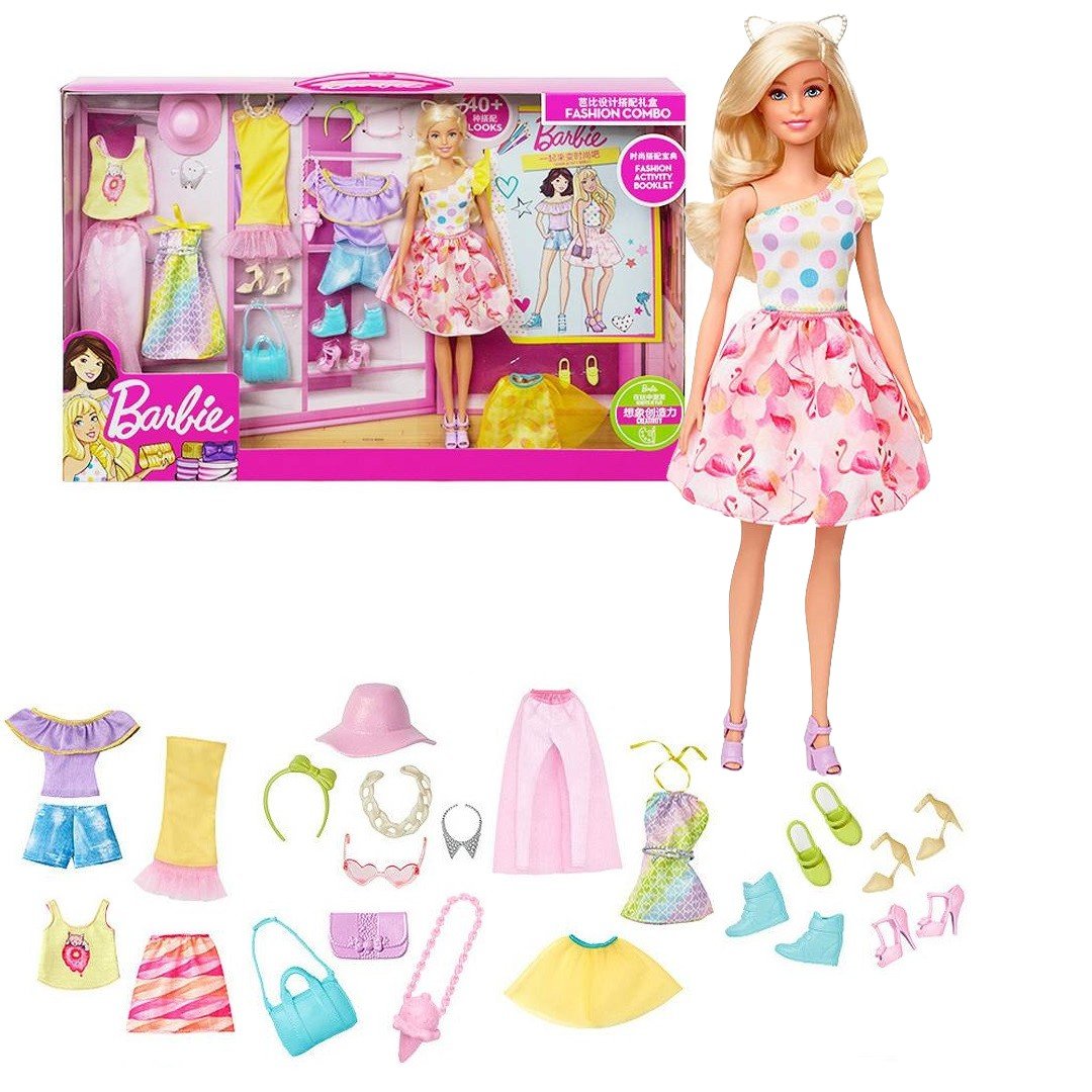 Barbie Zestaw Delux Lalka + Ubrania I Akcesoria 40 Stylizacji Gfb83
