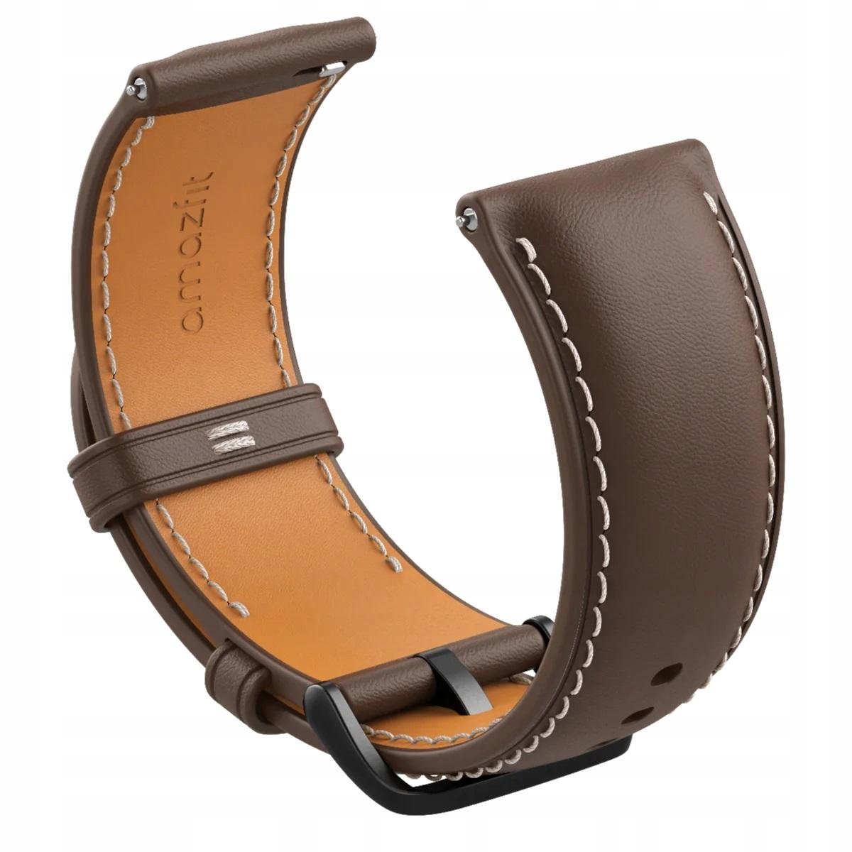 Amazfit Oryginalny Skórzany Pasek Amazfit Strap Leather Series - Classsic Edition 22Mm Dark Brown Gtr 2 3 4