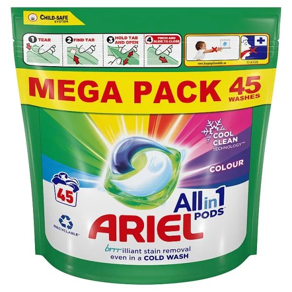 Фото - Інше для прання Ariel All In 1 Pods Color Kapsułki Do Prania Tkanin Kolorowych, 45 Szt. 