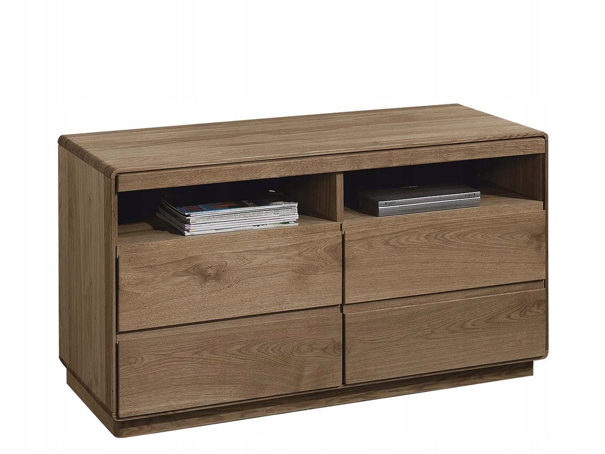Mała Skandynawska Komoda Pod Tv Z Szufladami Dąb