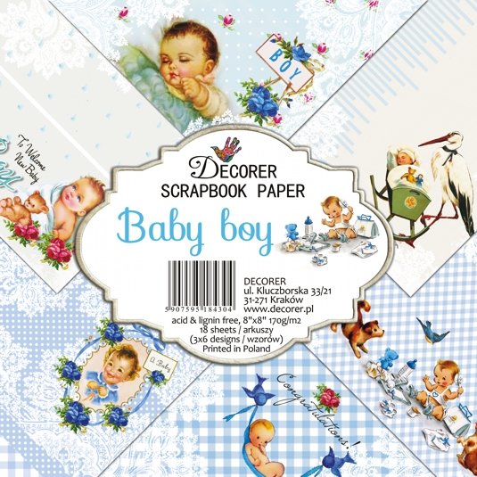 Papier Do Scrapbookingu Baby Boy Zestaw 18 Arkuszy