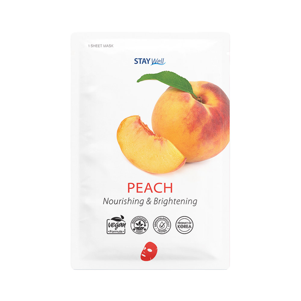Stay Well Vegan Face Mask Peach Wegańska maska w płachcie 23 g