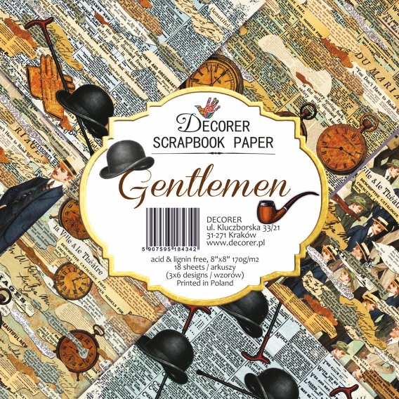 Papier Do Scrapbookingu Dżentelmeni Zestaw 18 Arkuszy