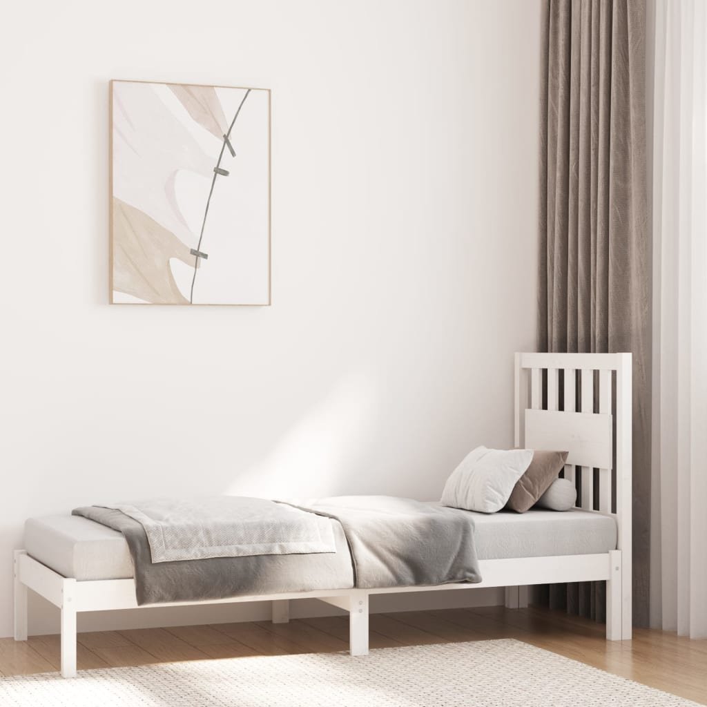 Lumarko Rama łóżka, biała, lite drewno sosnowe, 75x190 cm, pojedyncza