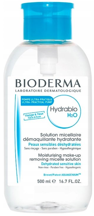 Bioderma hydrabio h2o płyn micelarny do oczyszczania twarzy i zmywania makijażu z dozownikiem 500 ml