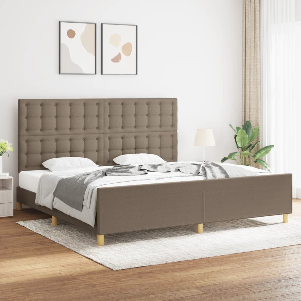 Lumarko Rama łóżka z zagłówkiem, kolor taupe, 200x200 cm, obita tkaniną